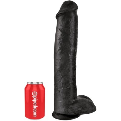 KING COCK - PÊNIS REALÍSTICO COM BOLAS 34,2 CM PRETO - D-236510 - Dona Pimenta