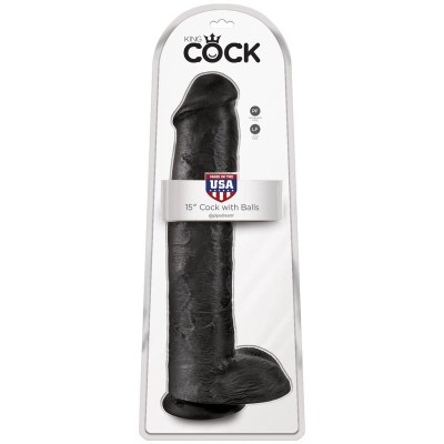 KING COCK - PÊNIS REALÍSTICO COM BOLAS 34,2 CM PRETO - D-236510 - Dona Pimenta