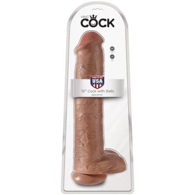 KING COCK - PÊNIS REALÍSTICO COM BOLAS 34,2 CM CARAMELO - D-236511 - Dona Pimenta