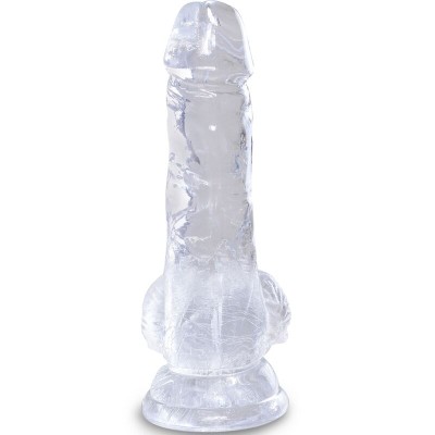 KING COCK CLEAR - PÊNIS REALISTA COM BOLAS 10,1 CM TRANSPARENTE - D-236522 - Dona Pimenta