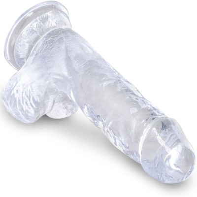 KING COCK CLEAR - PÊNIS REALISTA COM BOLAS 10,1 CM TRANSPARENTE - D-236522 - Dona Pimenta