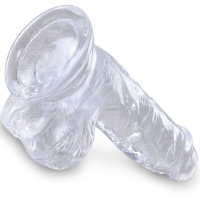 KING COCK CLEAR - PÊNIS REALISTA COM BOLAS 10,1 CM TRANSPARENTE - D-236522 - Dona Pimenta