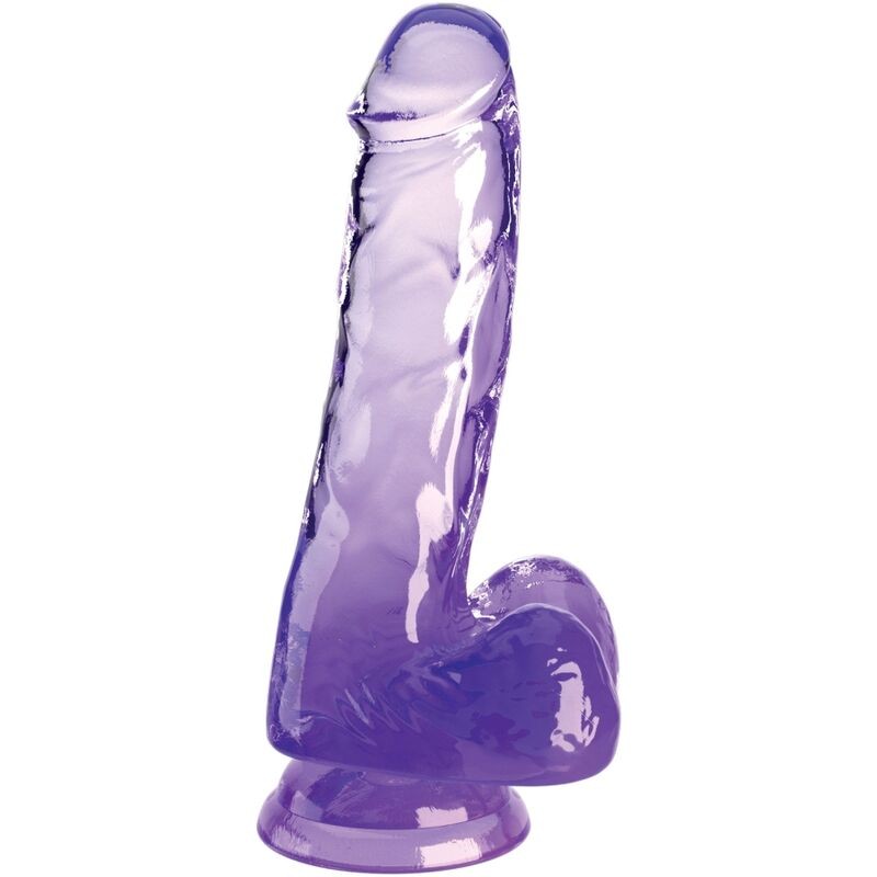 KING COCK CLEAR - PÊNIS REALISTA COM BOLAS 13,5 CM ROXO - D-236524 - Dona Pimenta