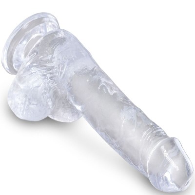 KING COCK CLEAR - PÊNIS REALISTA COM BOLAS 13,5 CM TRANSPARENTE - D-236525 - Dona Pimenta