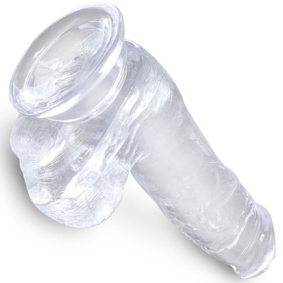 KING COCK CLEAR - PÊNIS REALISTA COM BOLAS 13,5 CM TRANSPARENTE - D-236525 - Dona Pimenta