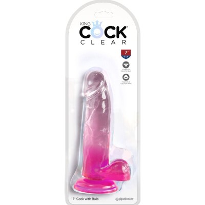 KING COCK CLEAR - PÊNIS REALISTA COM BOLAS 15,2 CM ROSA - D-236526 - Dona Pimenta