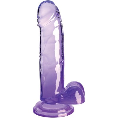 KING COCK CLEAR - PÊNIS REALISTA COM BOLAS 15,2 CM ROXO - D-236527 - Dona Pimenta