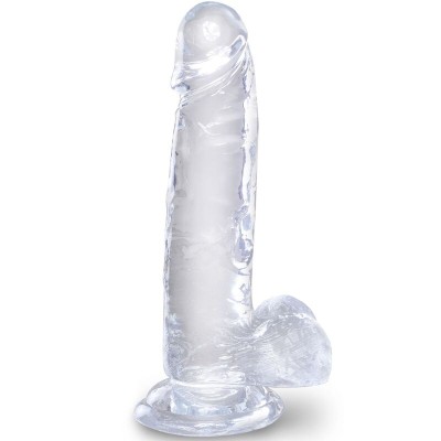 KING COCK CLEAR - PÊNIS REALISTA COM BOLAS 15,2 CM TRANSPARENTE - D-236528 - Dona Pimenta