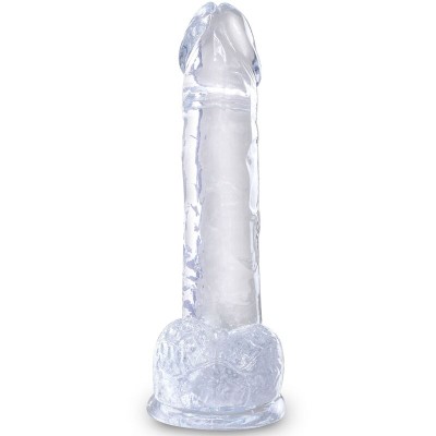 KING COCK CLEAR - PÊNIS REALISTA COM BOLAS 15,2 CM TRANSPARENTE - D-236528 - Dona Pimenta