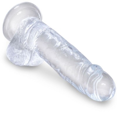 KING COCK CLEAR - PÊNIS REALISTA COM BOLAS 15,2 CM TRANSPARENTE - D-236528 - Dona Pimenta