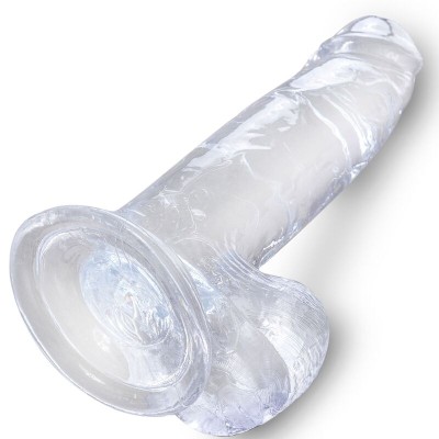 KING COCK CLEAR - PÊNIS REALISTA COM BOLAS 15,2 CM TRANSPARENTE - D-236528 - Dona Pimenta