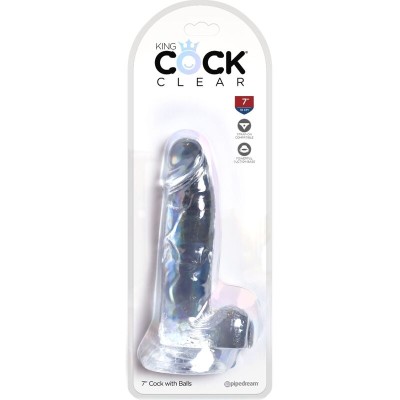 KING COCK CLEAR - PÊNIS REALISTA COM BOLAS 15,2 CM TRANSPARENTE - D-236528 - Dona Pimenta