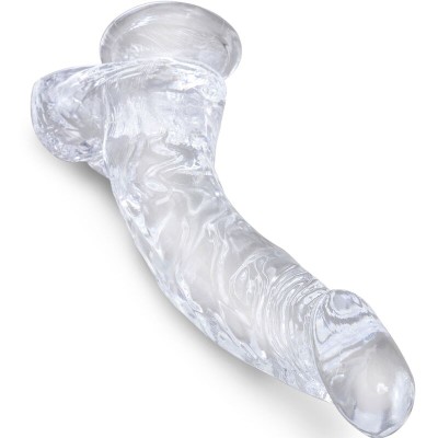 KING COCK CLEAR - PÊNIS CURVO REALISTA COM BOLAS 16,5 CM TRANSPARENTE - D-236529 - Dona Pimenta