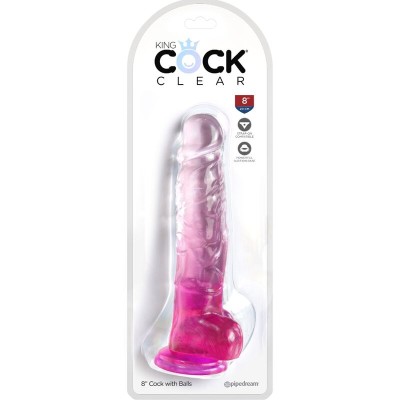 KING COCK CLEAR - PÊNIS REALISTA COM BOLAS 16,5 CM ROSA - D-236530 - Dona Pimenta