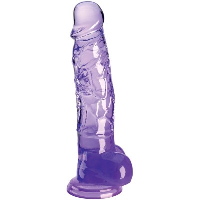 KING COCK CLEAR - PÊNIS REALISTA COM BOLAS 16,5 CM ROXO - D-236531 - Dona Pimenta