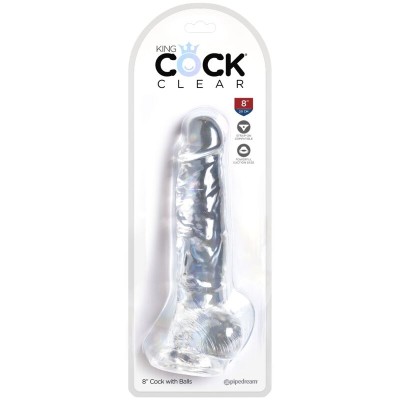 KING COCK CLEAR - PÊNIS REALISTACOM BOLAS 16,5 CM TRANSPARENTE - D-236532 - Dona Pimenta