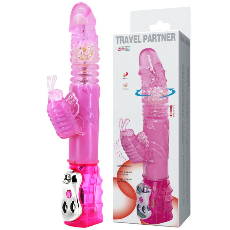 TRAVEL PARTNER UP & DOWN ROTATOR RABBIT ROSA - D24-194095RS - Dona Pimenta