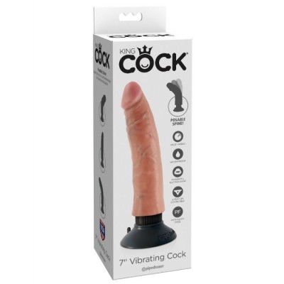 KING COCK 17,78 CM VIBRATING COCK CARNE - PD5402-21 - Dona Pimenta