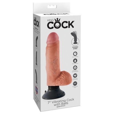 KING COCK 17,78 CM VIBRANTE GALO COM BOLAS CARNE - PD5406-21 - Dona Pimenta