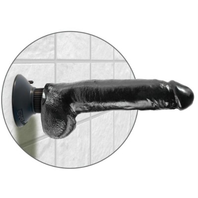 KING COCK GALO VIBRANTE 23 CM COM BOLAS PRETO - PD5408-23 - Dona Pimenta