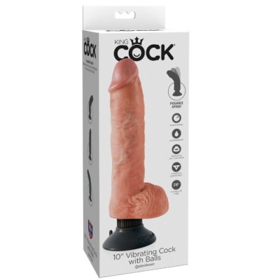 KING COCK 25,5 CM VIBRANTE GALO COM ESFERAS PRETAS - PD5410-21 - Dona Pimenta