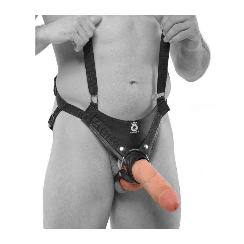 KING COCK 25,5 CM HOLLOW STRAP-ON SUSPENDER SYSTEM CARNE - PD5641-21 - Dona Pimenta