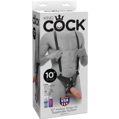 KING COCK 25,5 CM HOLLOW STRAP-ON SUSPENDER SYSTEM CARNE - PD5641-21 - Dona Pimenta