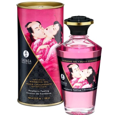 SHUNGA - ÓLEO DE MASSAGEM EFEITO CALOR SABOR INTENSO DE FRAMBOESA 100 ML - D-213461 - Dona Pimenta