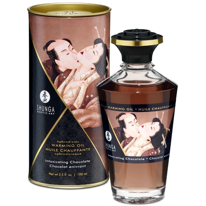 SHUNGA - ÓLEO DE MASSAGEM COM EFEITO CALOR SABOR INTENSO DE CHOCOLATE 100 ML - D-213465 - Dona Pimenta