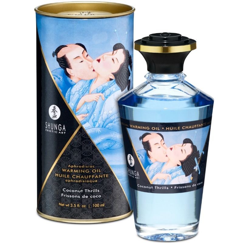 SHUNGA - ÓLEO DE MASSAGEM COM EFEITO CALOR SABOR DE COCO 100 ML - D-213466 - Dona Pimenta