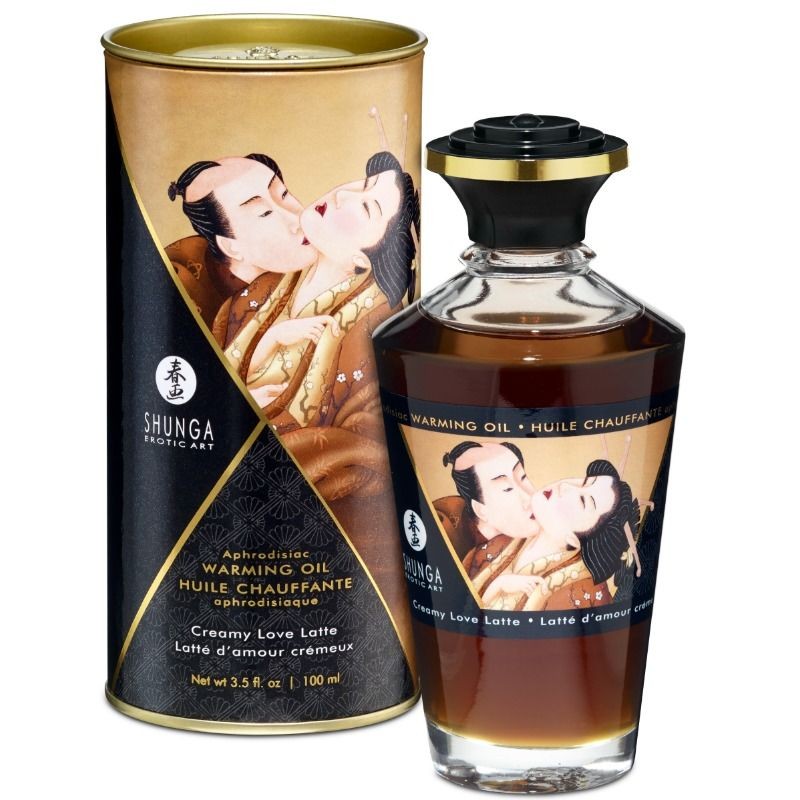 SHUNGA - ÓLEO DE MASSAGEM COM EFEITO DE CALOR SABOR CREMOSO LOVE LATTE 100 ML - D-213467 - Dona Pimenta