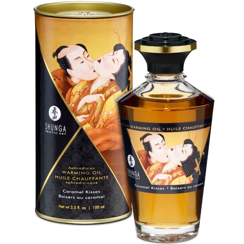 SHUNGA - ÓLEO DE MASSAGEM COM EFEITO CALOR SABOR CARAMELO 100 ML - D-213468 - Dona Pimenta