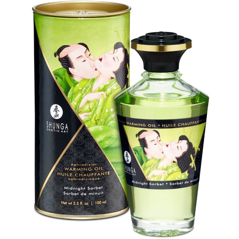 SHUNGA - ÓLEO DE MASSAGEM COM EFEITO CALOR SABOR MIDNIGHT SORBT 100 ML - D-213469 - Dona Pimenta