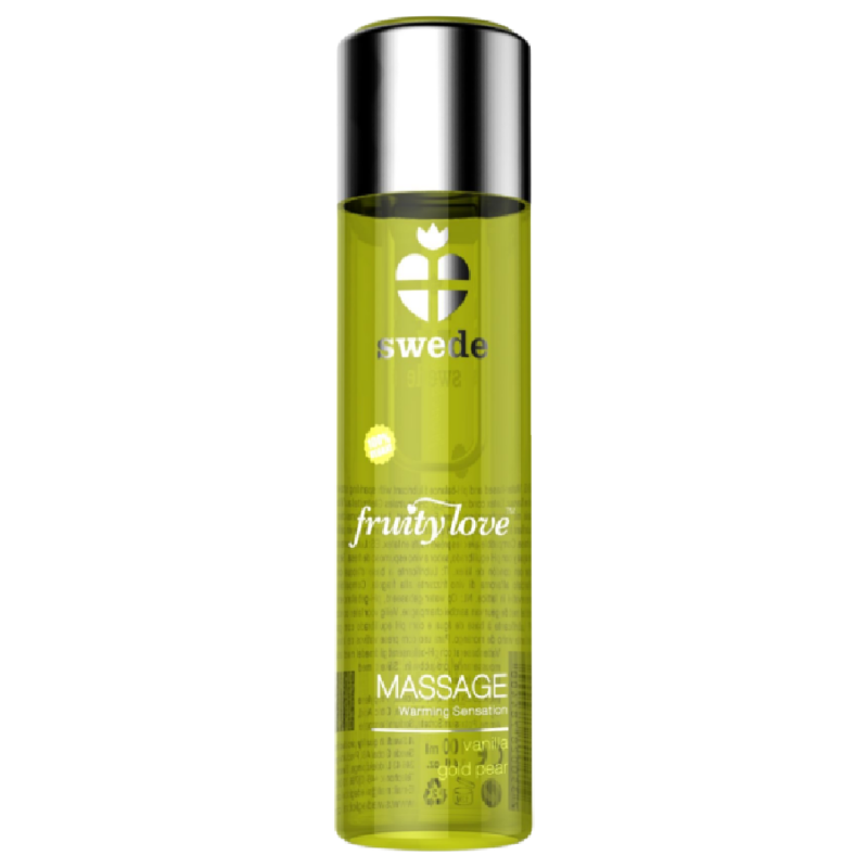 SWEDE FRUITY LOVE ÓLEO DE MASSAGEM EFEITO DE AQUECIMENTO BAUNILHA E PÊRA DOURADA 120 ML. - D-227019 - Dona Pimenta