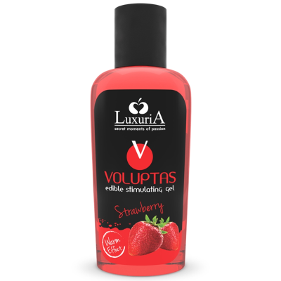 GEL DE MASSAGEM COMESTÍVEL LUXURIA VOLUPTAS EFEITO AQUECENTE - MORANGO 100 ML - D-228344 - Dona Pimenta