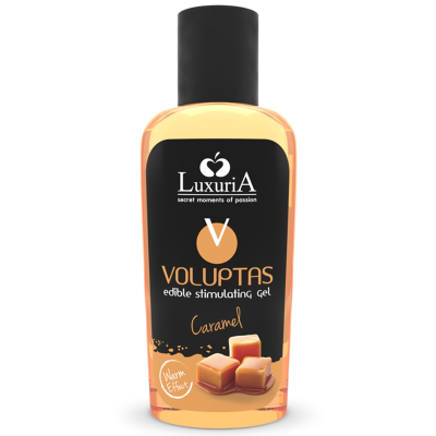 GEL DE MASSAGEM COMESTÍVEL LUXURIA VOLUPTAS EFEITO AQUECENTE - CARAMELO 100 ML - D-228346 - Dona Pimenta