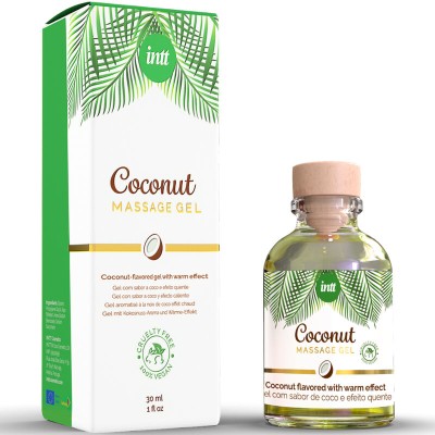 INTT - GEL DE MASSAGEM VEGANO COM SABOR DE COCO E EFEITO AQUECENTE - D-234931 - Dona Pimenta