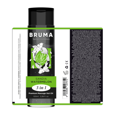 BRUMA - ÓLEO DE MASSAGEM PREMIUM EFEITO CALOR SABOR MELANCIA 3 EM 1 - D-236774 - Dona Pimenta