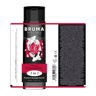 BRUMA - ÓLEO DE MASSAGEM PREMIUM EFEITO CALOR SABOR MORANGO 3 EM 1 - D-236775 - Dona Pimenta