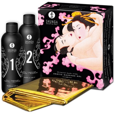 SHUNGA GEL MASSAGEM ERÓTIC ORIENTAL BODY SLIDE ESPUMANTE MORANGO VINHO