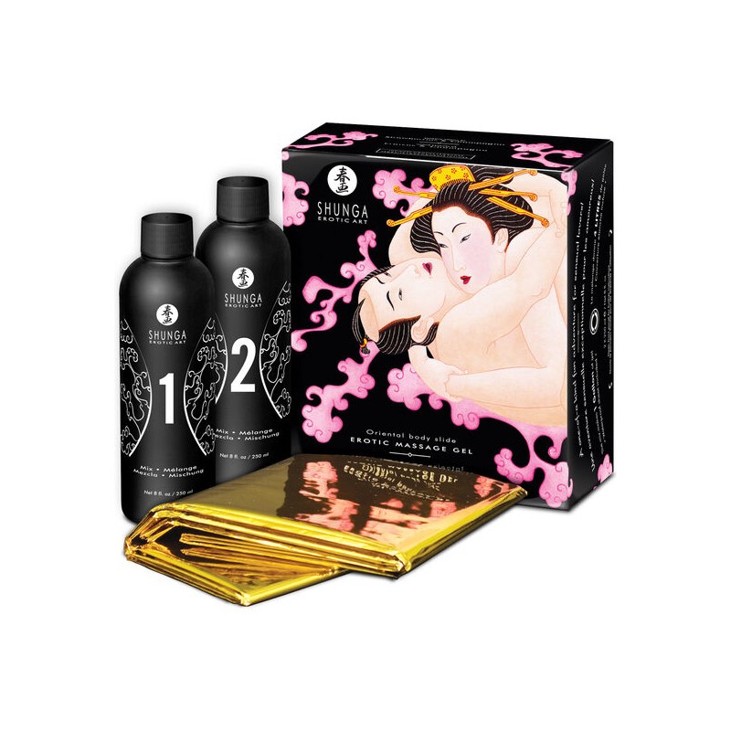 SHUNGA GEL MASSAGEM ERÓTIC ORIENTAL BODY SLIDE ESPUMANTE MORANGO VINHO