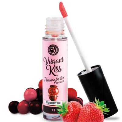 GOMA DE MORANGO SECRETPLAY LIP GLOSS VIBRANT KISS - D-218077 - Dona Pimenta