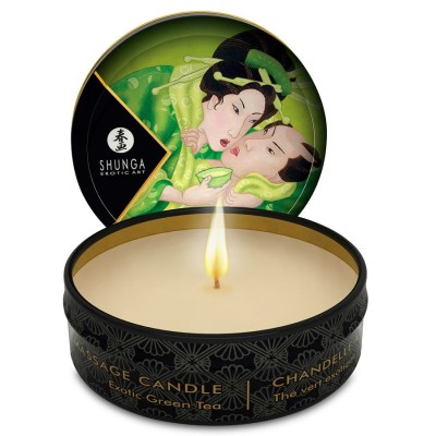 SHUNGA - MINI CARESS BY CANDELIGHT MASSAGE VELA T VERDE 30 ML - D-202762 - Dona Pimenta