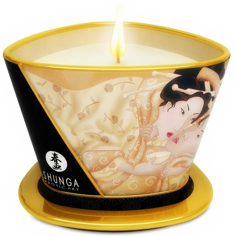 SHUNGA - MINI CARESS BY CANDELIGHT VANILLA MASSAGE VELA 170 ML - D-202774 - Dona Pimenta