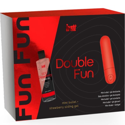 INTT - DUPLO FUN KIT COM BALA VIBRANTE E GEL DE MASSAGEM DE MORANGO - D-234898 - Dona Pimenta