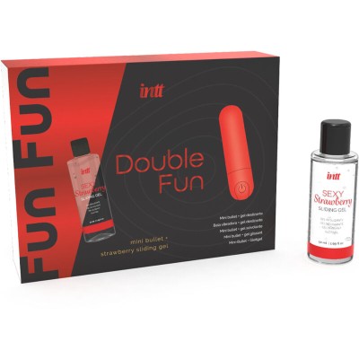 INTT - DUPLO FUN KIT COM BALA VIBRANTE E GEL DE MASSAGEM DE MORANGO - D-234898 - Dona Pimenta