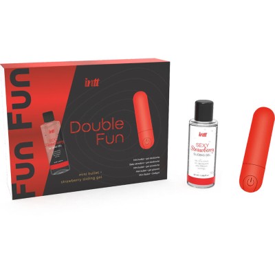 INTT - DUPLO FUN KIT COM BALA VIBRANTE E GEL DE MASSAGEM DE MORANGO - D-234898 - Dona Pimenta