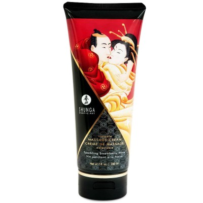 SHUNGA - CREME DE MASSAGEM MORANGO E CAVA 200 ML - D-205882 - Dona Pimenta