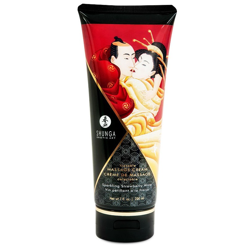 SHUNGA - CREME DE MASSAGEM MORANGO E CAVA 200 ML - D-205882 - Dona Pimenta