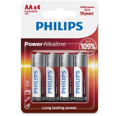 BATERIA ALCALINA DA PHILIPS POWER AA LR6 * 4 - D-225628 - Dona Pimenta